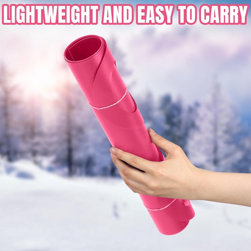 Poen 4 قطع زلاجات ثلجية للأطفال والبالغين، زلاجات قابلة لللف بطول 36.2 بوصة، زلاجات بلاستيكية مع 2 مقبض، معدات خفيفة الوزن وعالية السرعة - Image 4